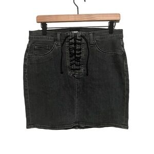 NWT Hudson High Rise Bullocks Lace Up Denim Jean Skirt Size 31 Black Wash